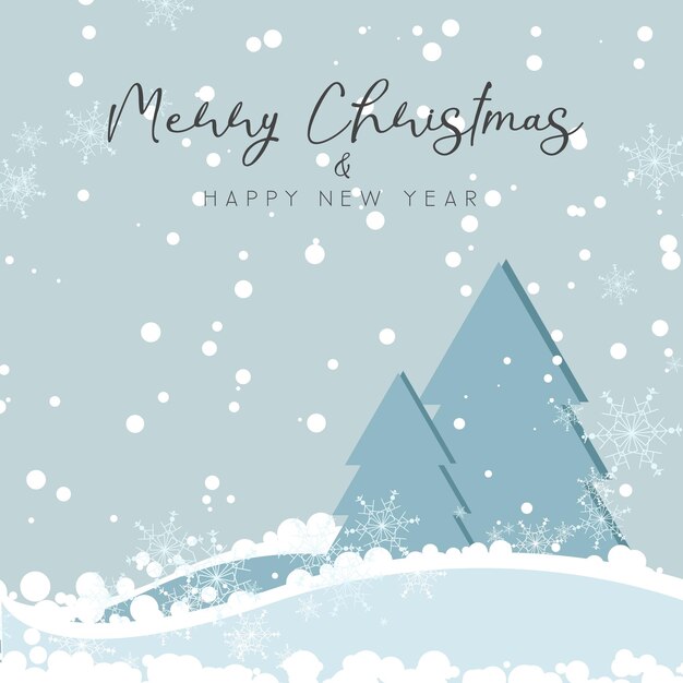 Winter background with New Year and Christmas greetings in soothing colors