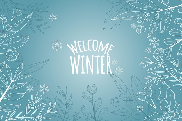 Winter background with welcome winter greeting