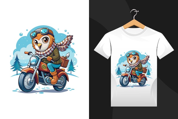 winter Barn Owl tshirt design artwork Vector Illustration