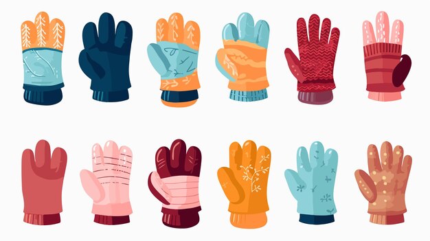 Vector winter cartoon gloves mittens fashion cold weather