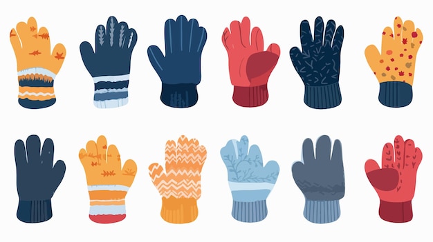 Vector winter cartoon gloves mittens fashion cold weather