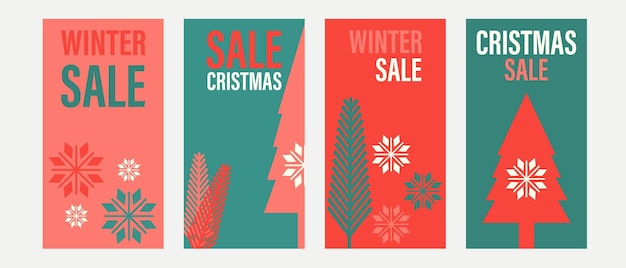 Winter and Christmas discount banners Social media advertising web template collection