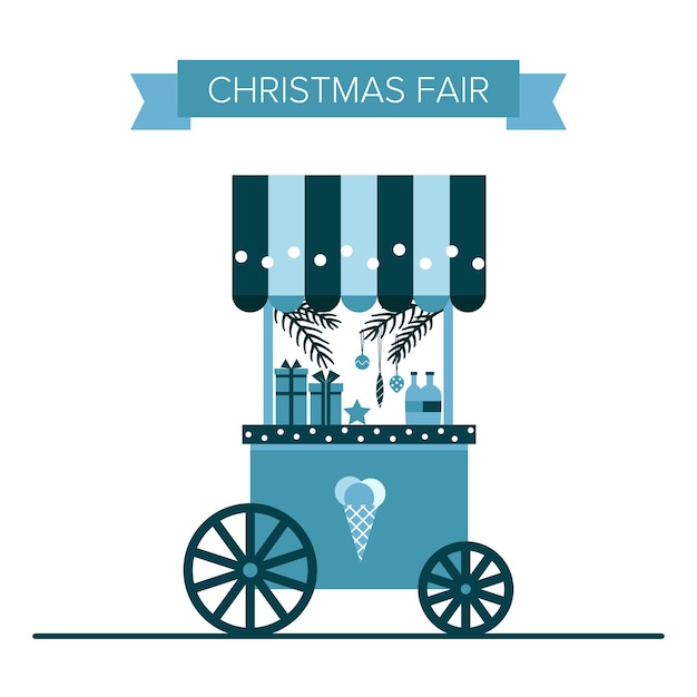 Winter Christmas fair market ice cream and sweets cart souvenir stalls gift shops