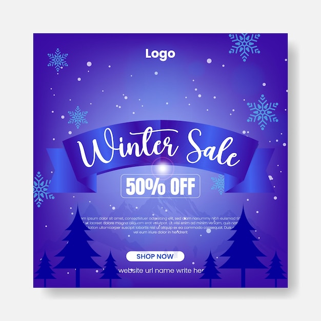 winter and Christmas sale promotion social media and Instagram post banner or web banner ad template