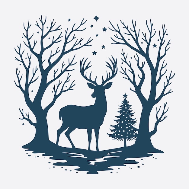 Winter Christmas Scene Vector Illustration