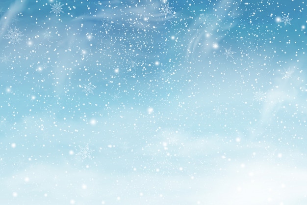 Winter christmas sky with falling snow. Snowflakes, snowfall. illustration.