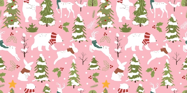 Winter and Christmas Themed Seamless Pattern