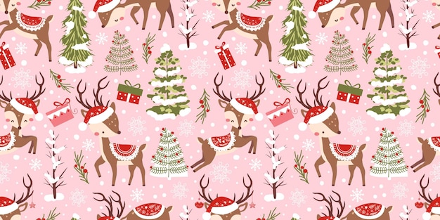 Winter and Christmas Themed Seamless Pattern