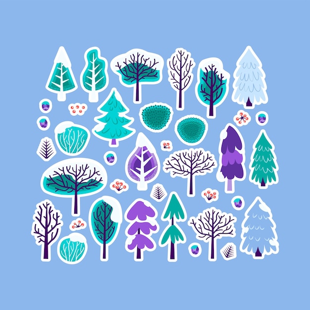 Winter Christmas Tree Sticker Set