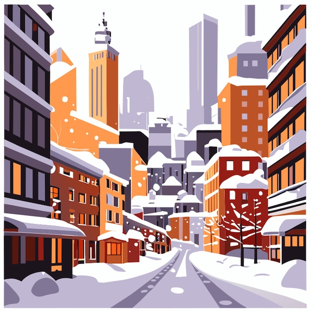 Vector winter city vector illustration