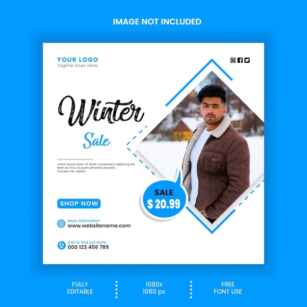 Winter collection sale social media post template