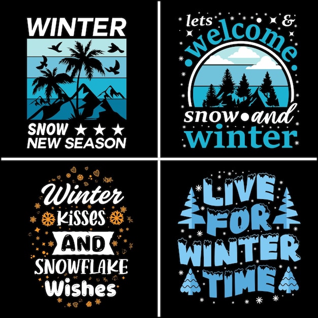 Winter colorful creative typography t shirt design