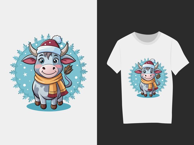 Vector winter cow tshirt design