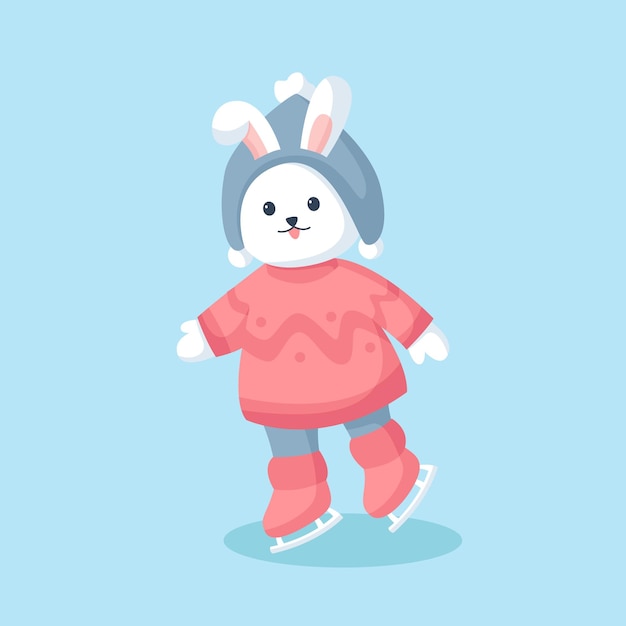 Winter Cute Bunny Character Design Illustration