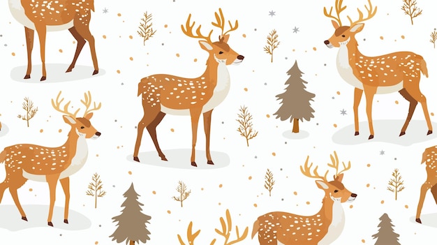 Winter Deer Seamless Pattern Background