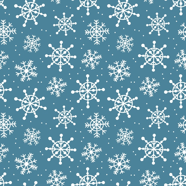 Winter doodle snowflakes pattern