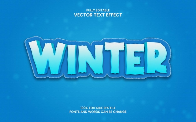 Winter editable 3d text style effect with cool color