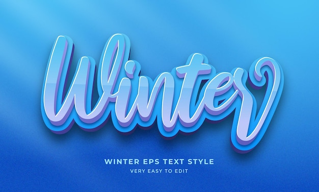 Winter Editable font effect snow blue color bold text style