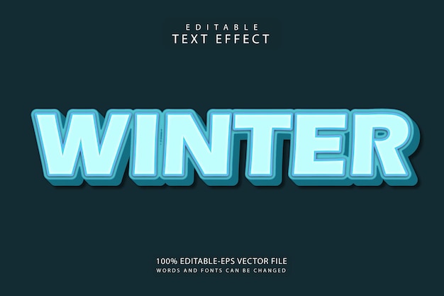 Winter editable text effect 3 dimension emboss modern style