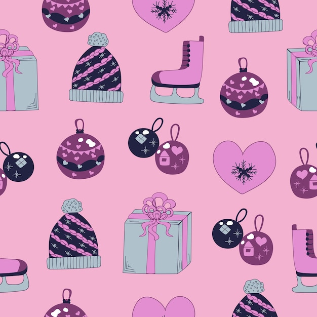 Winter elements, seamless pattern