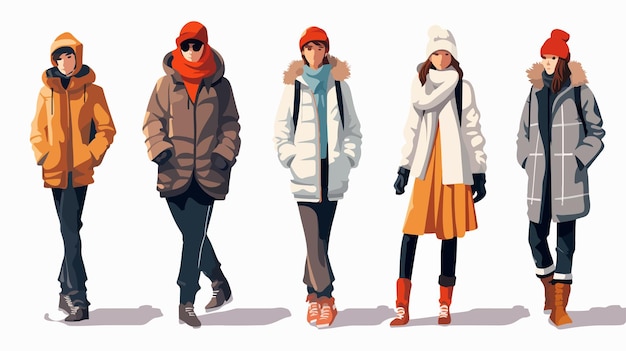 Winter Fashion Clothing Stylish Men and Women Outdoors