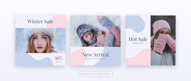 Winter fashion Instagram and social media post banner template set