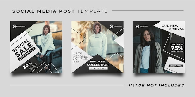 Winter fashion promotion social media post template