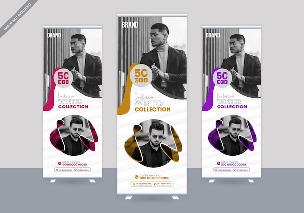 Winter fashion rollup banner template design