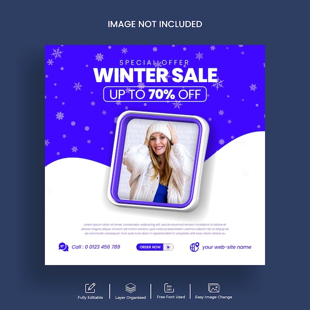 Winter fashion sale Instagram post and social media posts banner pack creative 3d style template