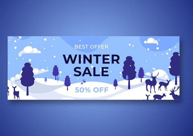 Vector winter fashion sale social media cover banner and web banner cover design template