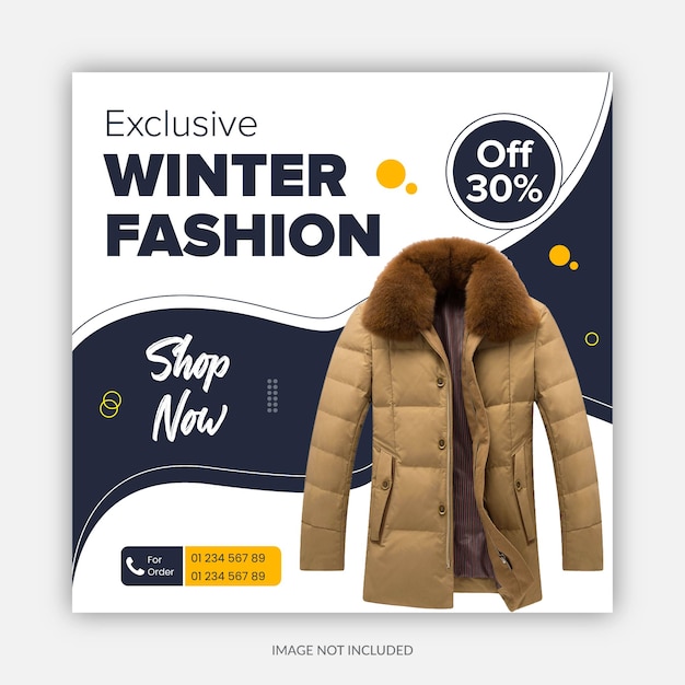 Winter fashion social media post design template editable vector file