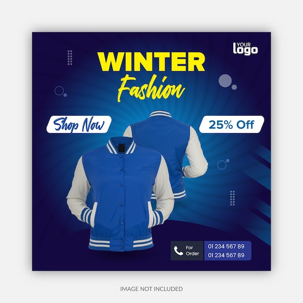 Winter fashion social media post design template editable vector file