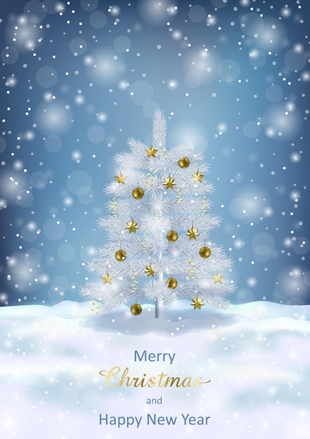 Winter fir tree and snow natural template