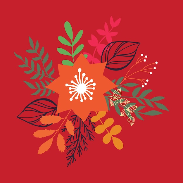 Winter flower pattern red flower christmas new year holiday party