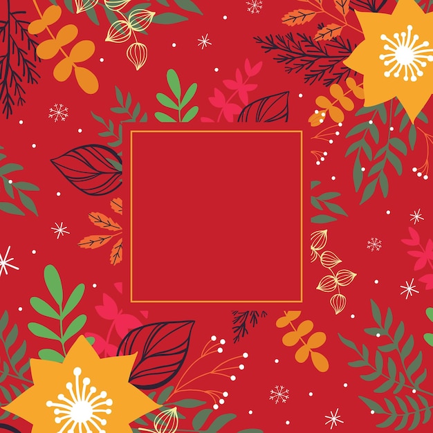 Winter flower pattern red flower christmas new year holiday party