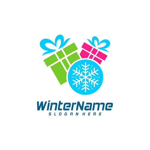 Winter Gift logo template Gift Winter logo design vector