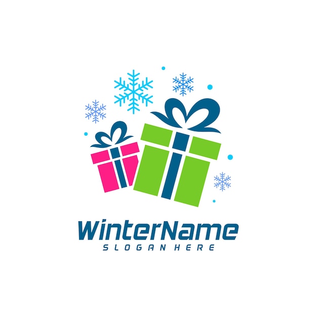 Winter Gift logo template Gift Winter logo design vector