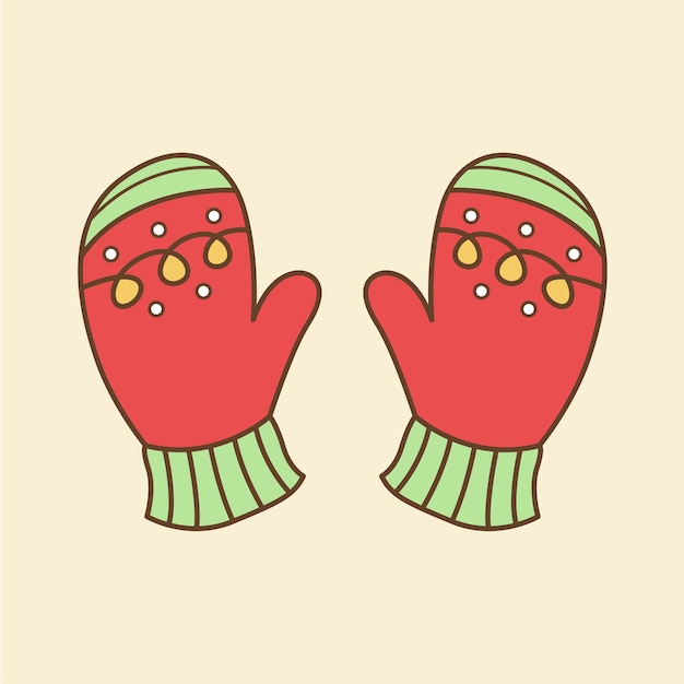 Winter Gloves Flat Design Clipart