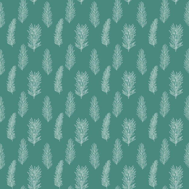 Winter Green Fir Seamless Pattern Background Vector Illustration