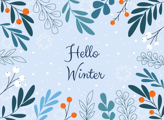 Winter greeting background in flat style