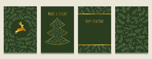 Winter holiday card vector background, Merry Christmas party frame set, party border floral ornament