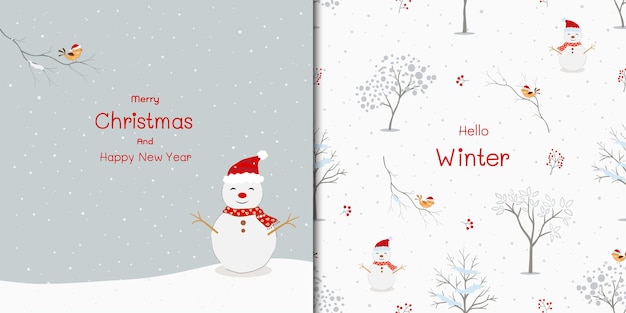 Winter holiday card with seamless pattern for Christmas or new year decorative,vector illustration