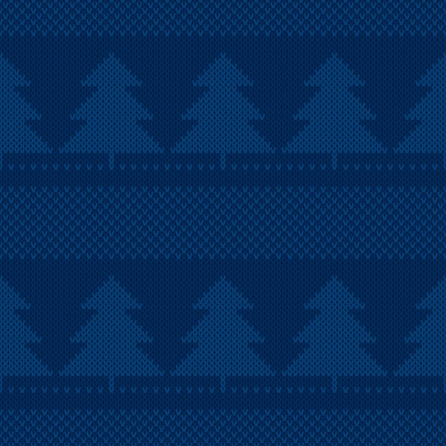 Winter Holiday Knitted Pattern with Christmas Trees