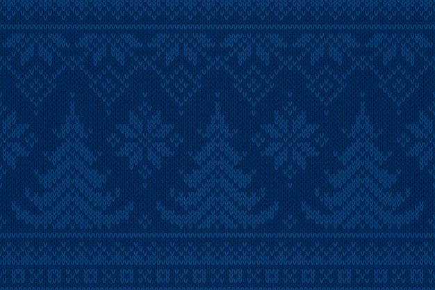 Winter Holiday Seamless Knit Pattern with Christmas Trees