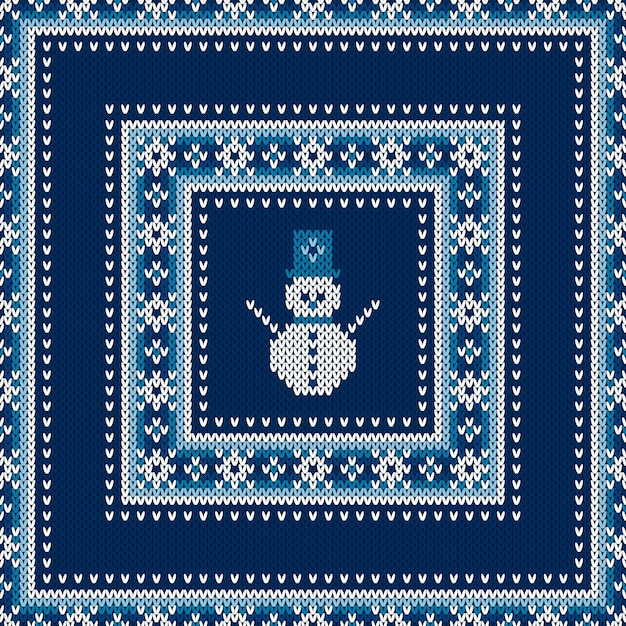 Winter Holiday Seamless Knitted Sweater Pattern Design with a Snowman