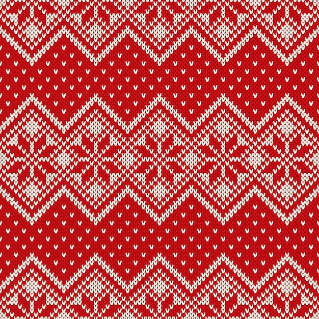 Winter Holiday Seamless Knitting Pattern with Snowflakes. Knitted Sweater Design