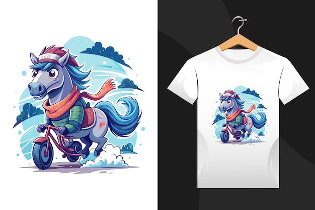 winter Horse tshirt design artwork Vector Illustration