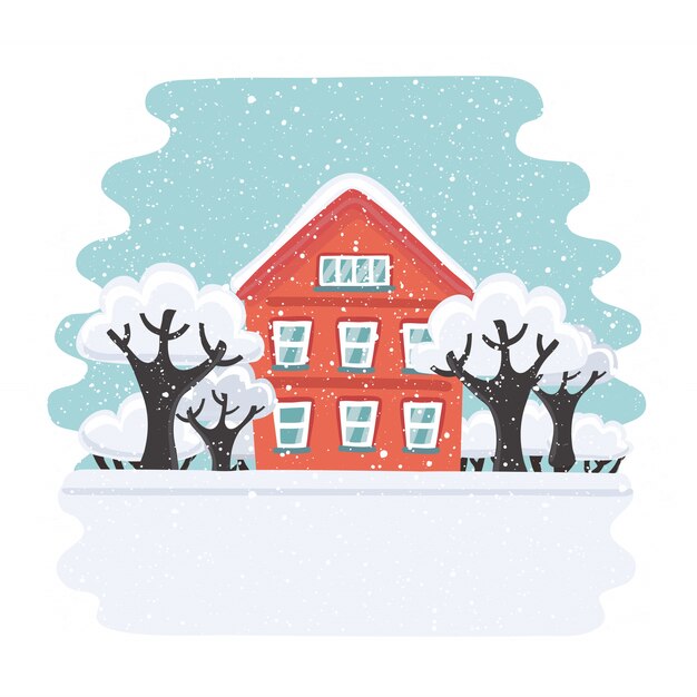 Vector winter house. autumn house. family suburban home.   illustration.