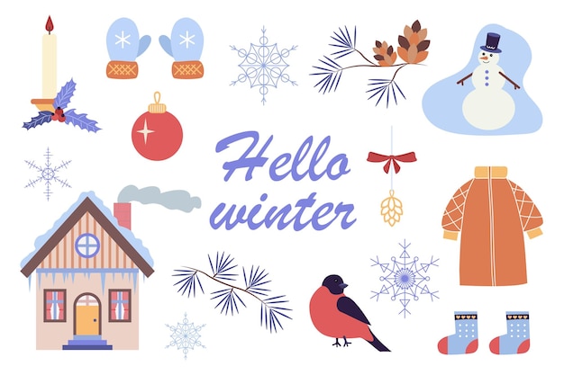 Winter illustration set