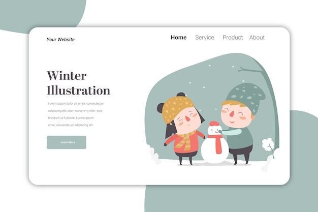 Winter Ilustration Landing Page   Template Cute Caracter